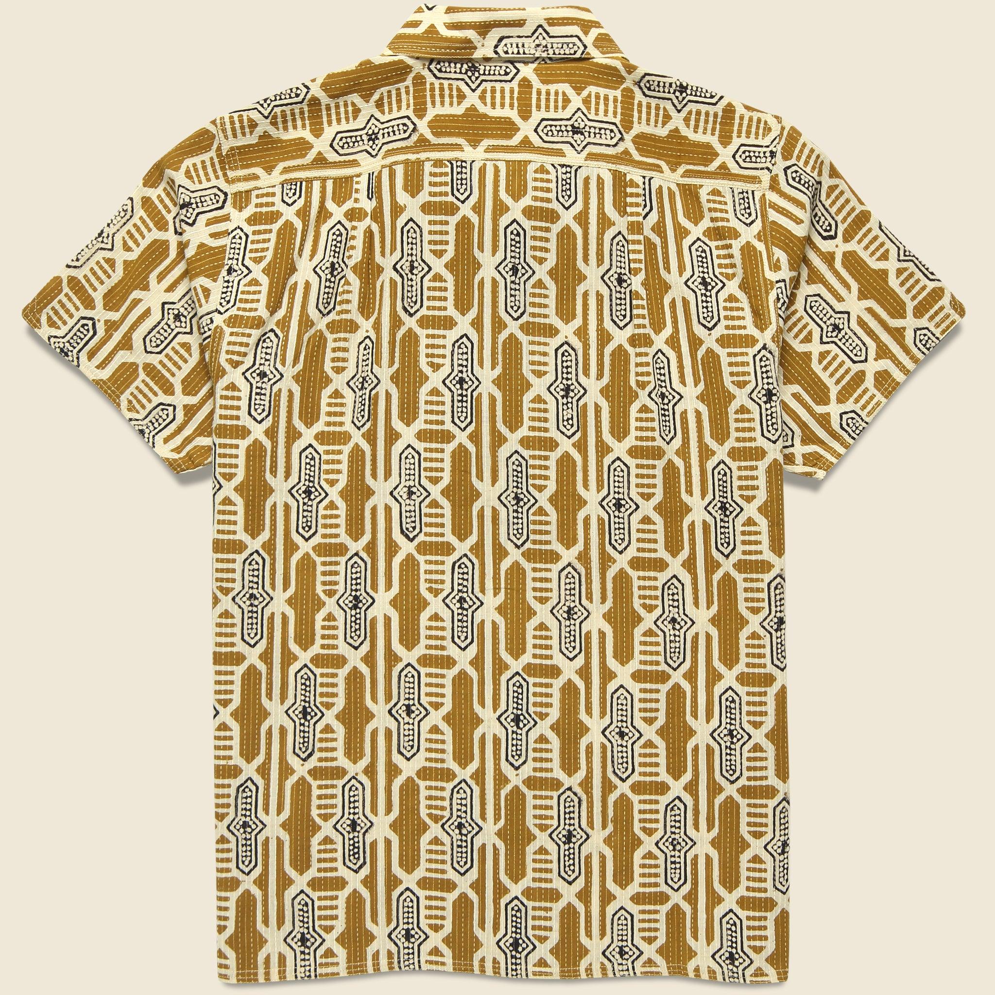 Geo Tile Block Print Shirt - Gold Product Image
