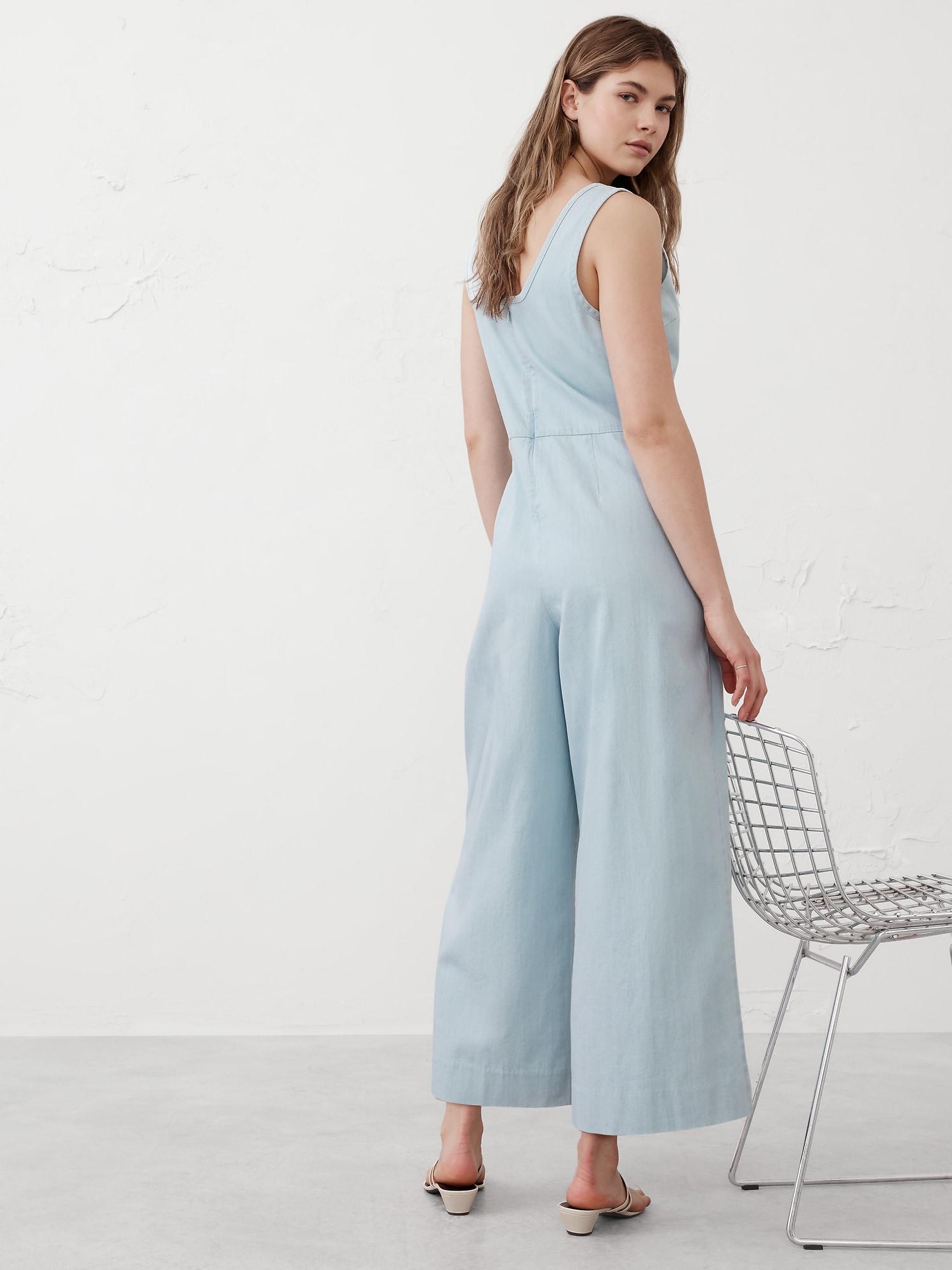 Denim Wide-Leg Jumpsuit Product Image