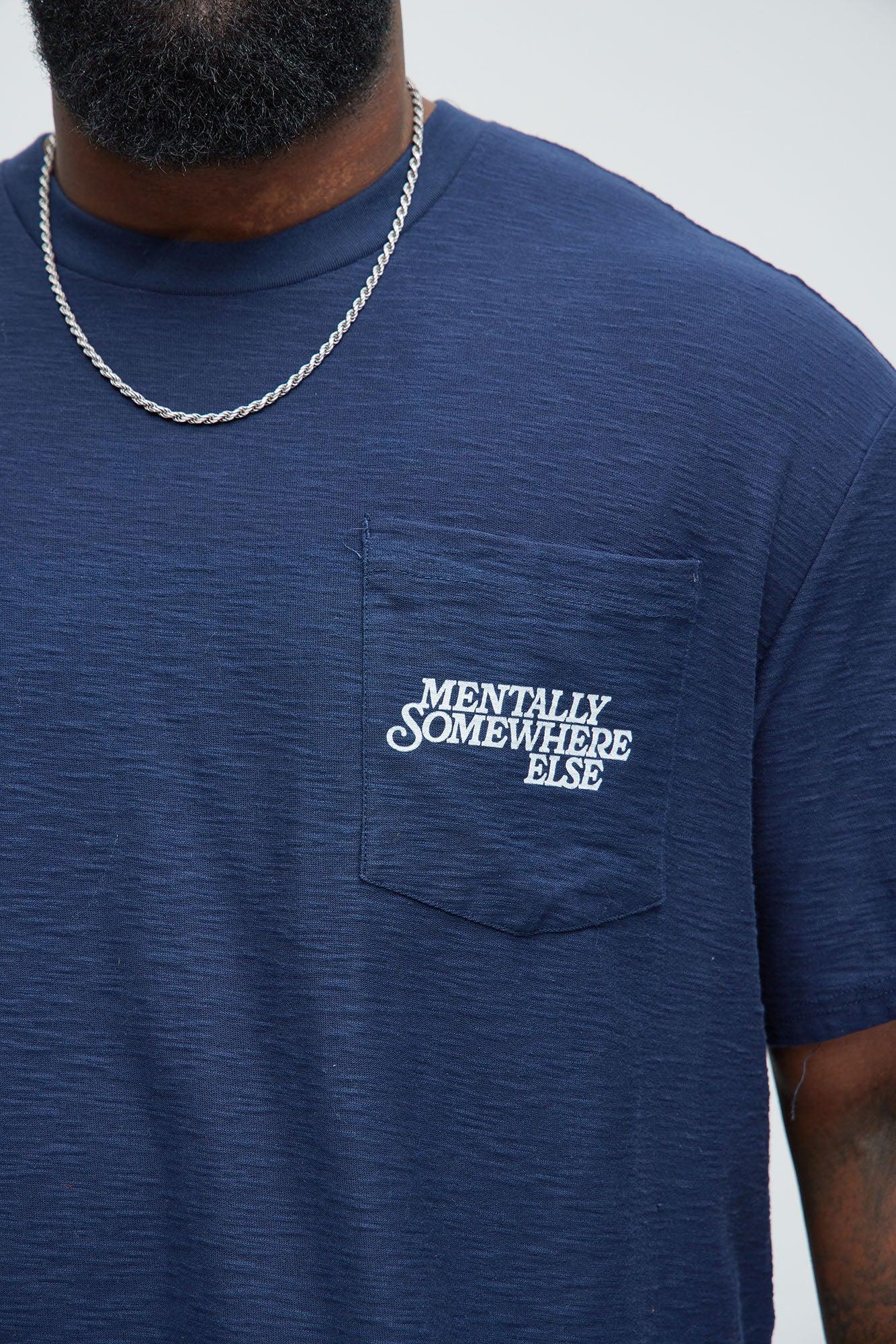 Mentally Somewhere Else Textured Short Sleeve Tee - Navy Product Image