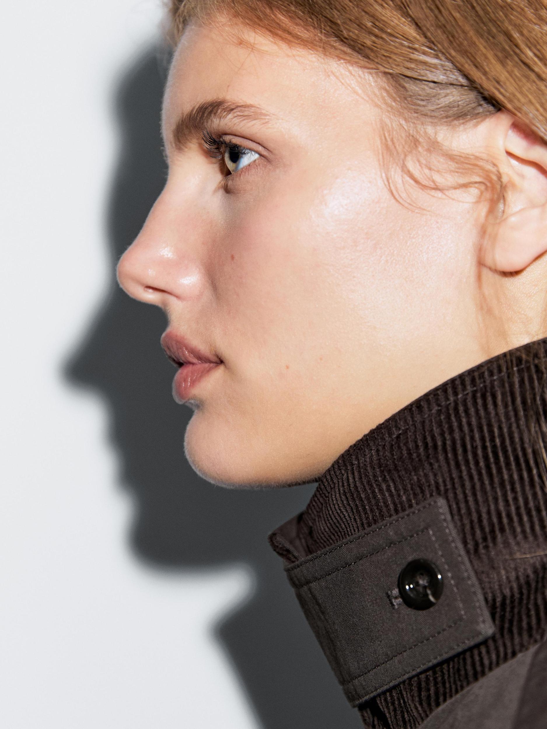 Cotton blend trench coat with corduroy detail Product Image