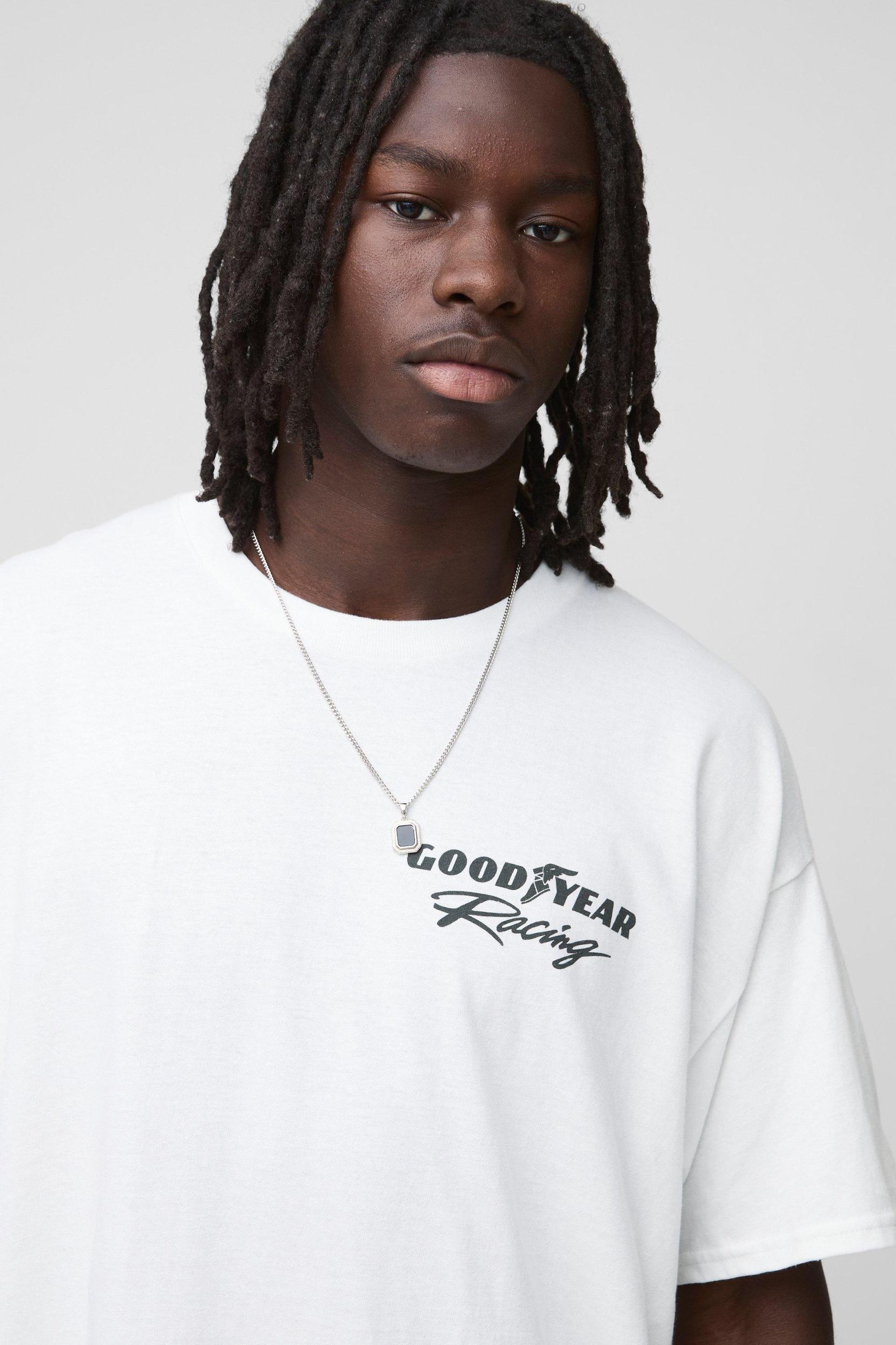 Oversized Goodyear Racing License Printed T-Shirt | boohooMAN USA Product Image