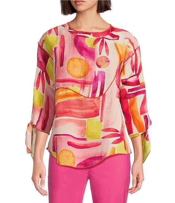 IC Collection Woven Art Pop Scoop Neck Bracelet Tie Sleeve Top Product Image