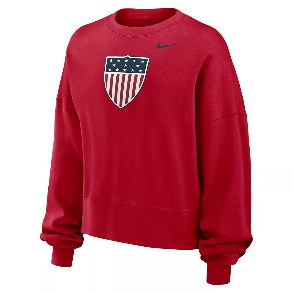 Womens Nike Red Team USA Phoenix Fleece Pullover Sweatshirt Product Image