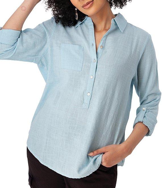 Aventura The Laken Organic Cotton Roll-Tab Sleeve Popover Top Product Image