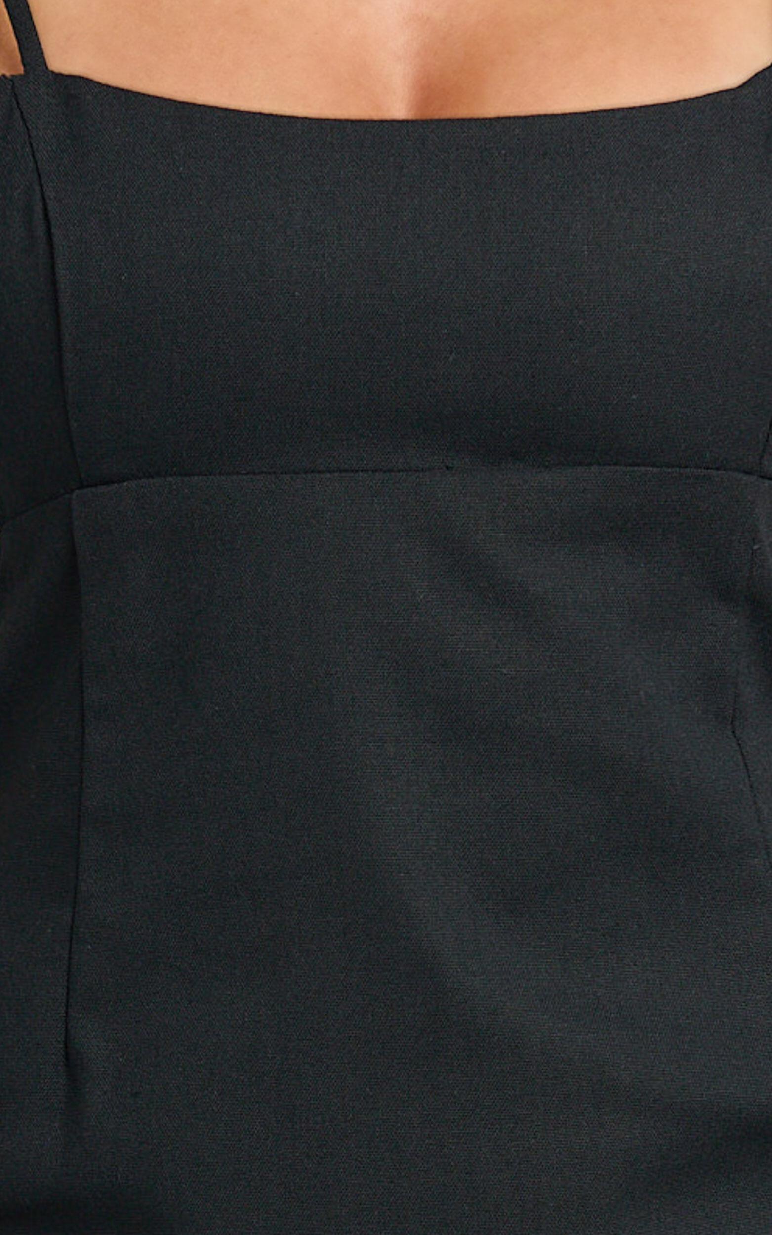 Lillith Mini Linen Blend Dress - Scoop Neck Tie Back Dress in Black Product Image