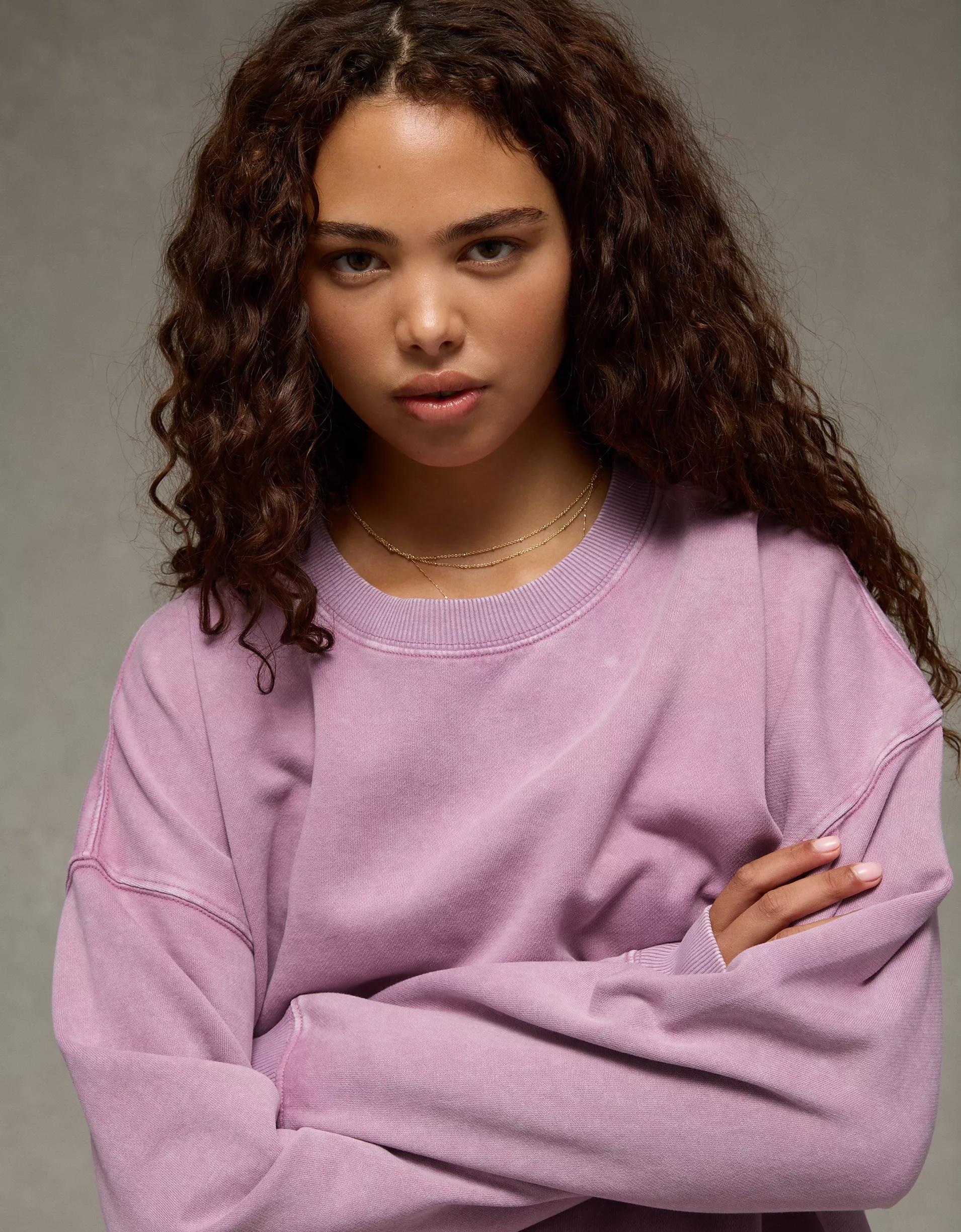 AE Everyday Luxe Cropped Cut-Off Sweatshirt Product Image