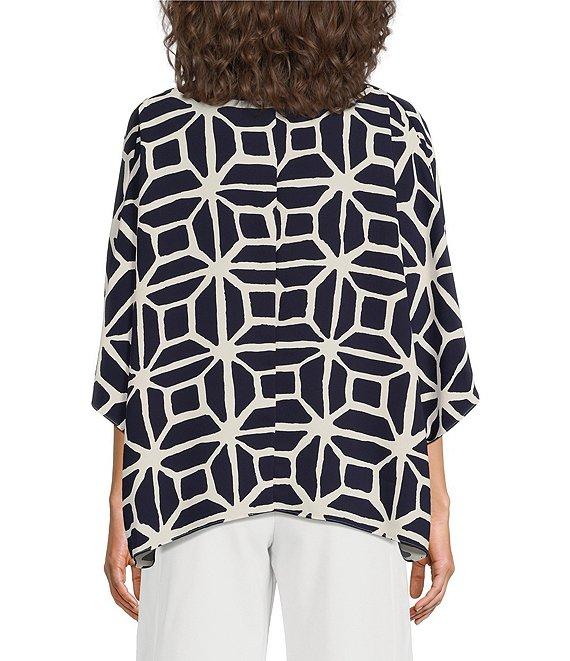 Trina Turk Concourse Printed Georgette Surplice Neck Short Dolman Sleeve Top Product Image