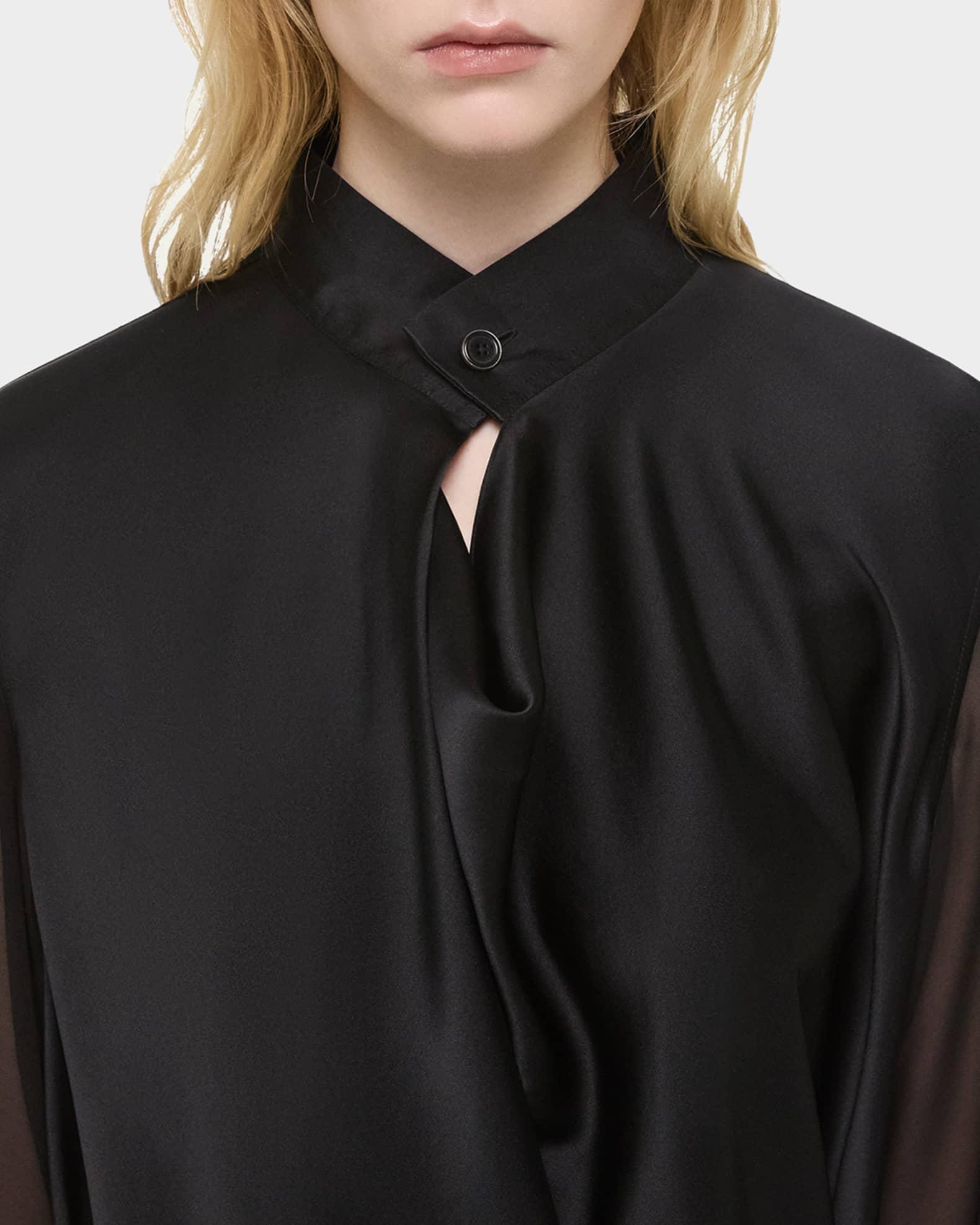 Draped Cowl-Neck Scarf Shirtdress  Product Image