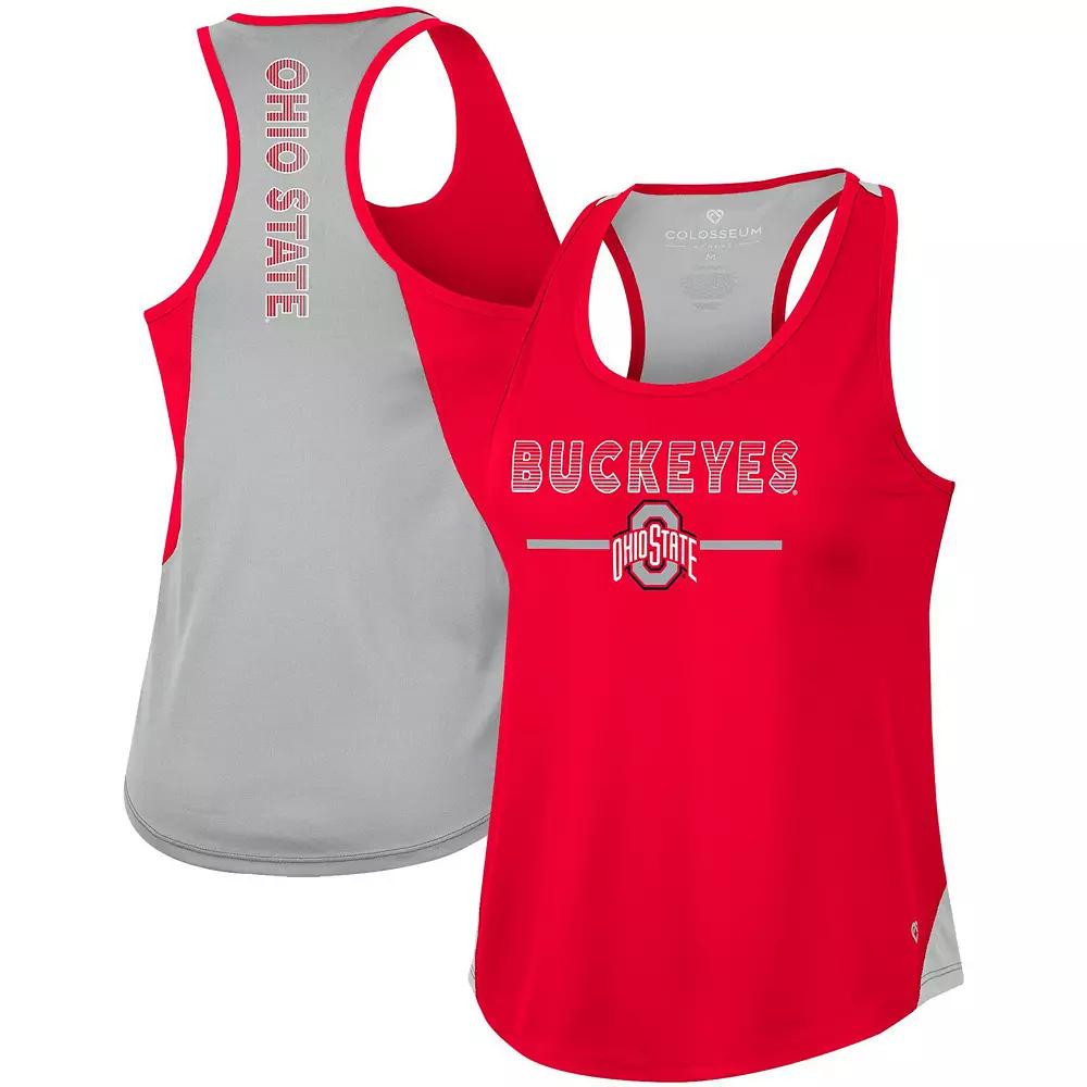 Women's Colosseum Scarlet Ohio State Buckeyes Sachs 2-Hit Scoop Neck Racerback Tank Top, Size: Small, Red Product Image