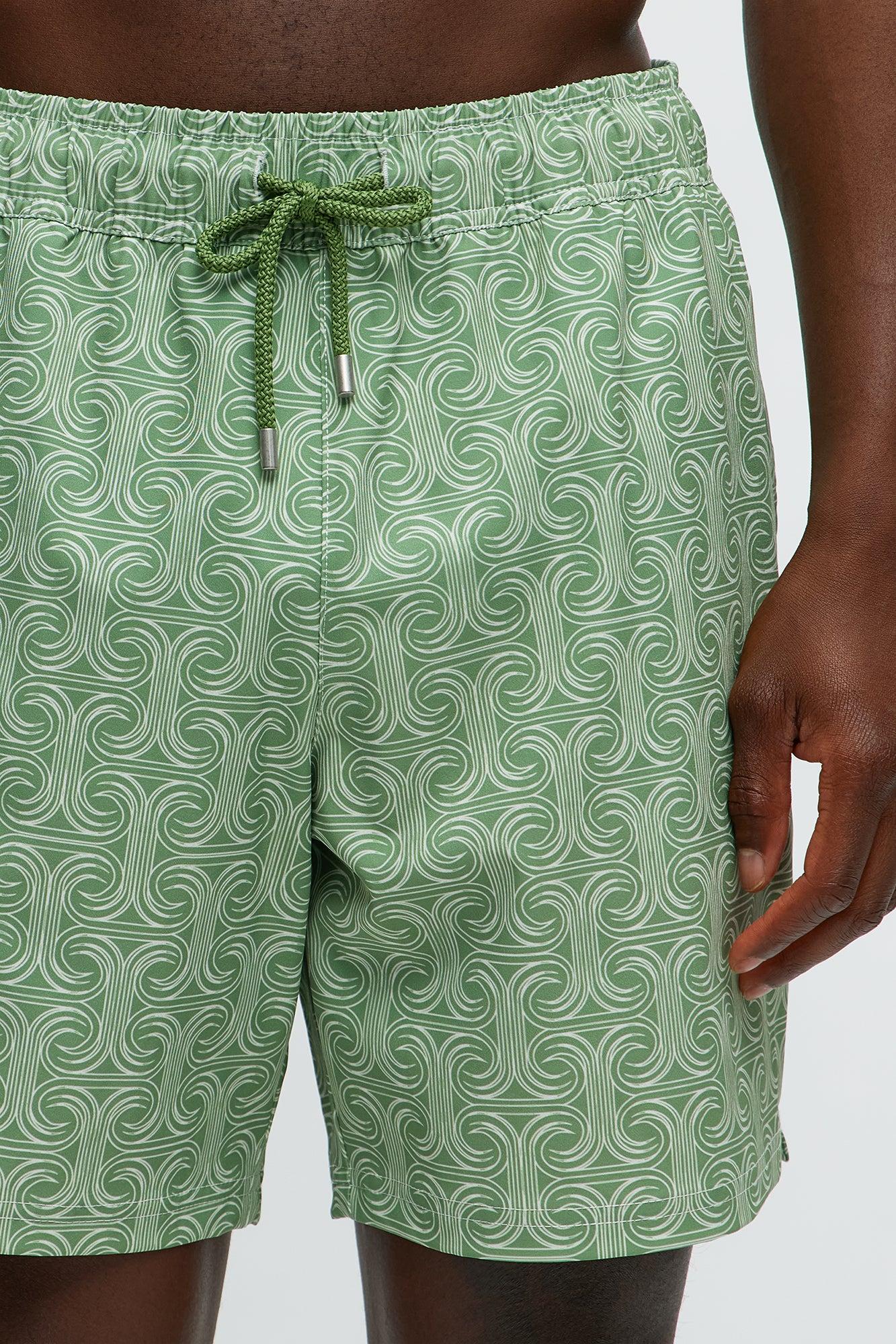 Temple Tide Swim Classic Trunk - Green/combo Product Image