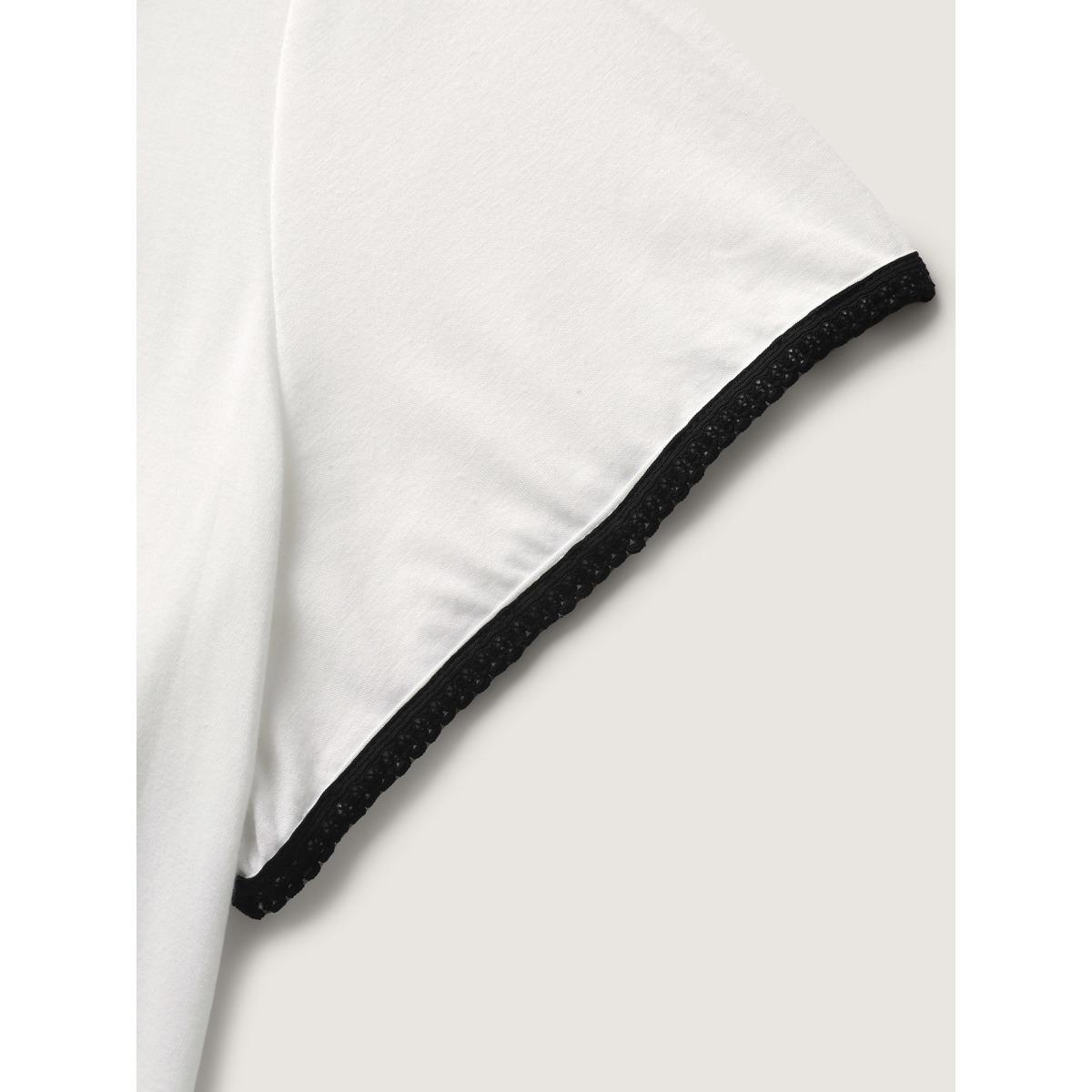 Plus Size Supersoft Floral Embroidered T-Shirt WhiteSmoke Women Boho Round Neck Vacation T-shirts BloomChic 30/6X Product Image