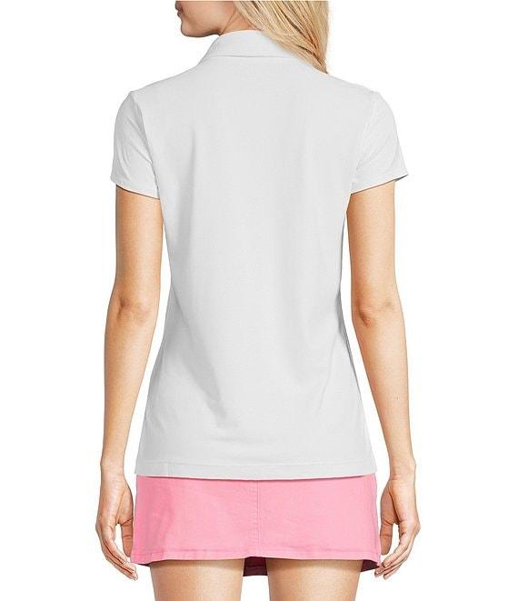 Lilly Pulitzer Frida Point Collar Button Neck Short Sleeve Scallop Polo Top Product Image