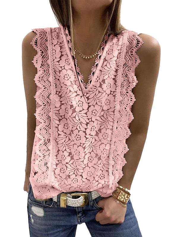 Original Lace Solid Color Loose Vest Top Product Image