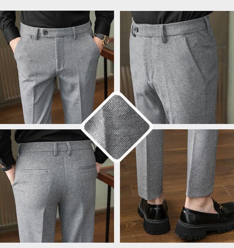 Mid Rise Herringbone Cropped Tapered Dress Pants Product Image