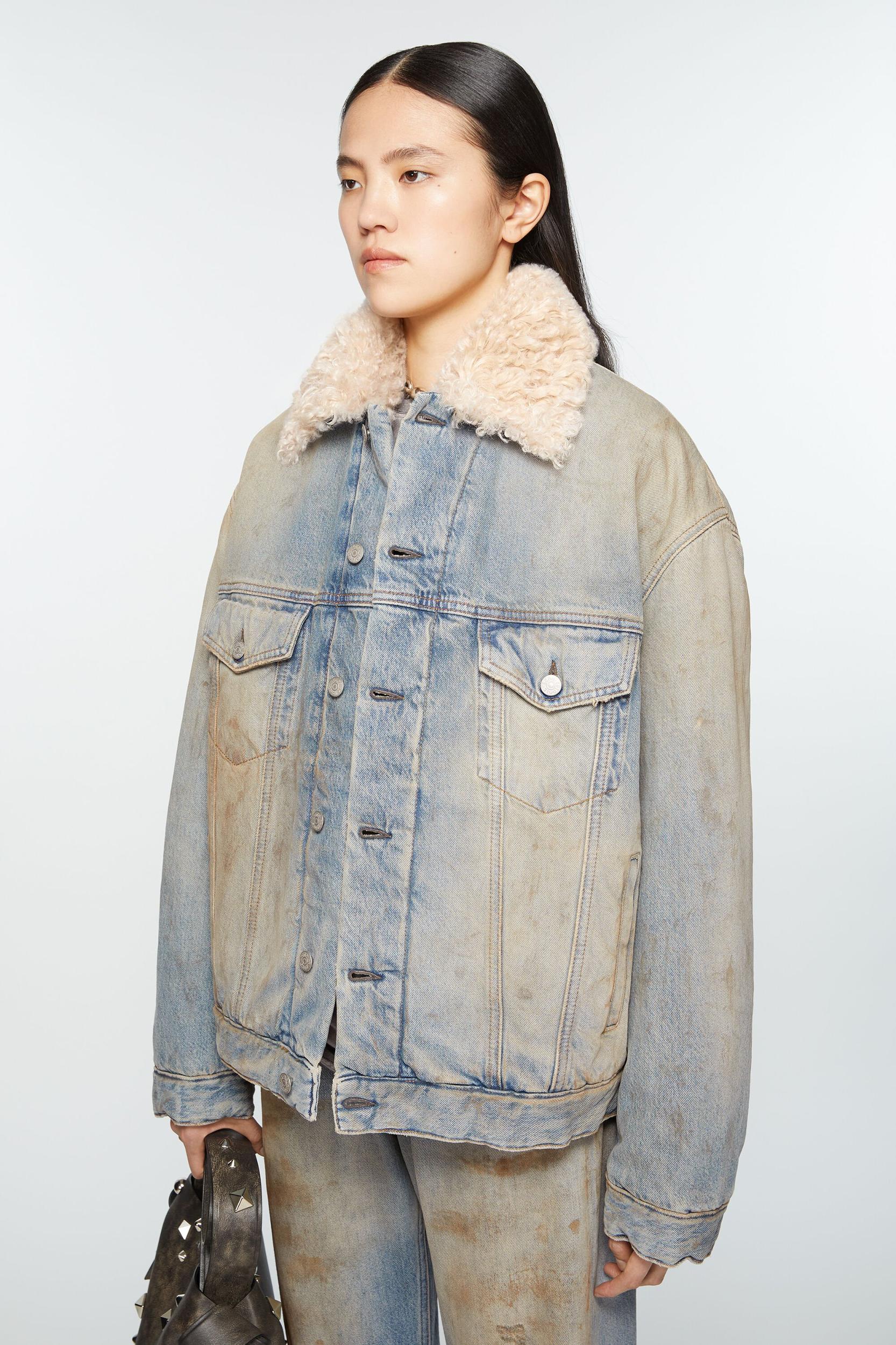 Denim fur trim jacket - Oversized fit Product Image