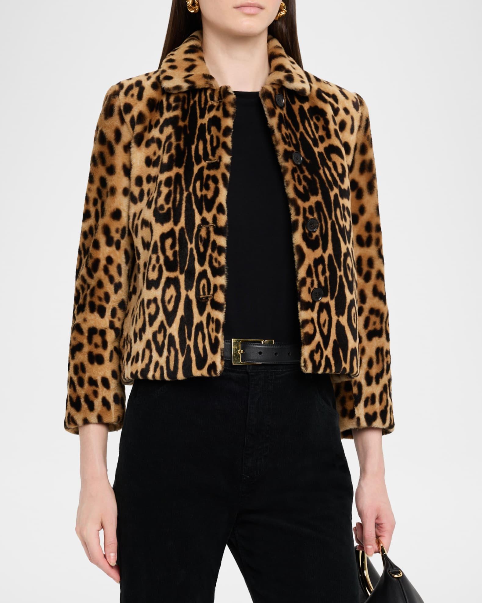 Montmartre Leopard Shearling Cropped Jacket Product Image
