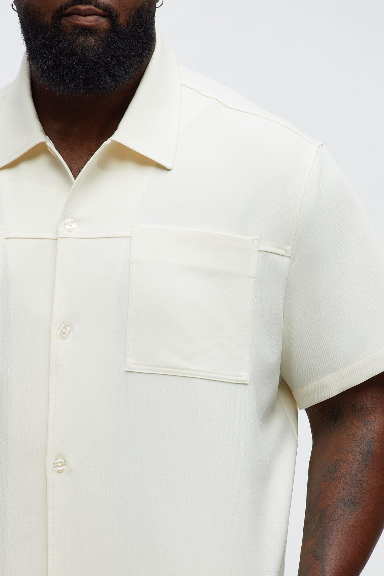 Cropped Ronan Weekender Button Up Shirt - Cream Male Product Image