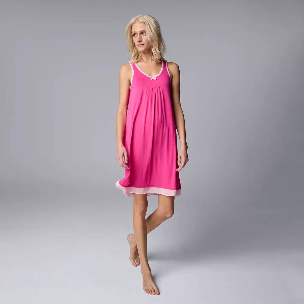 Women's Simply Vera Vera Wang Basic Luxury Chemise, Size: Large, Pink Pink Product Image