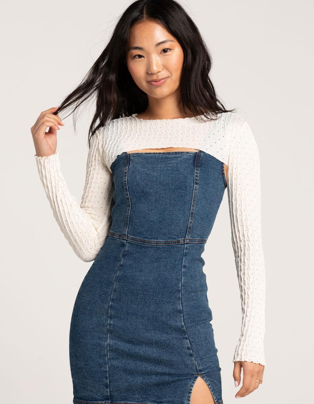 FULL TILT Womens Texture Shrug - IVORY Product Image