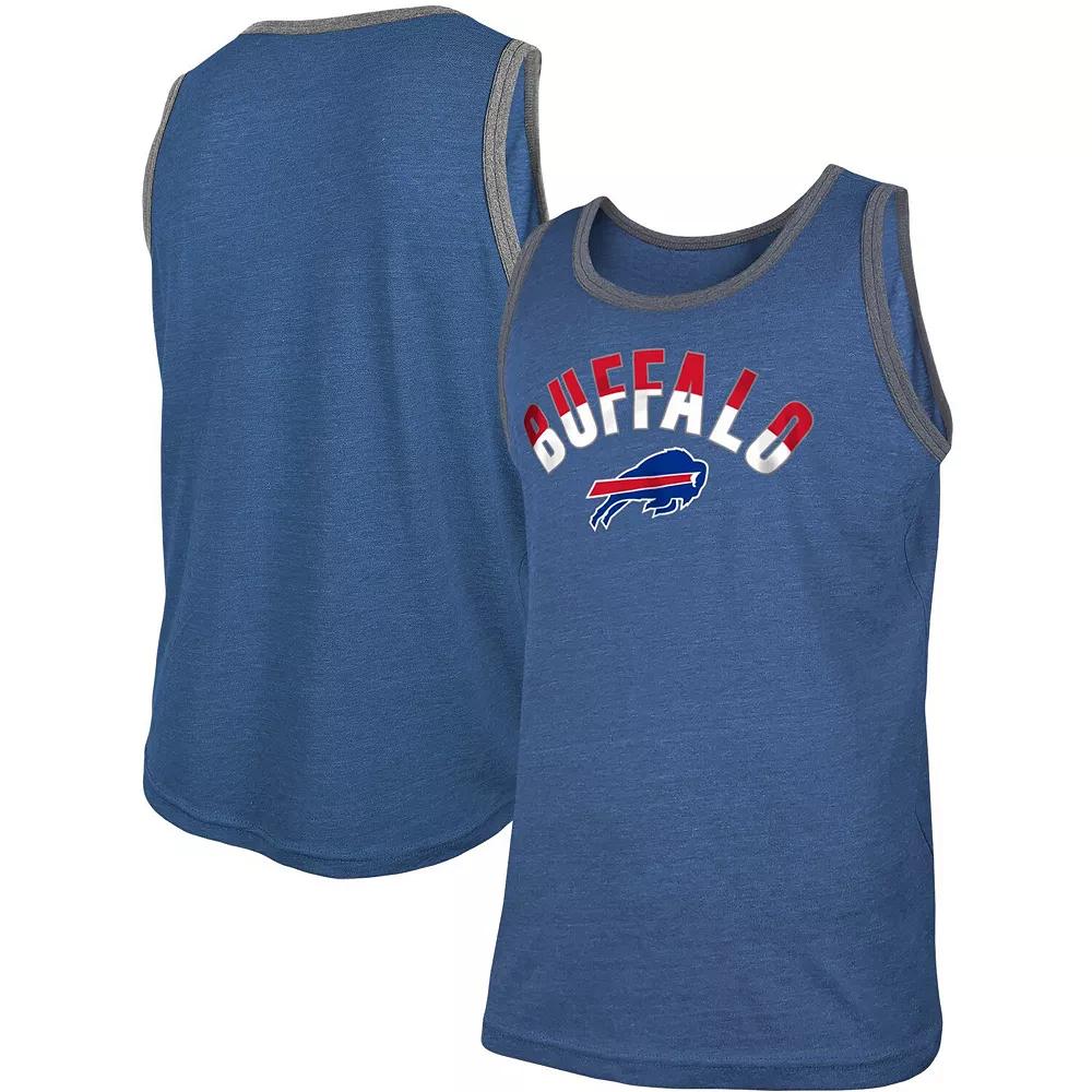 Men's New Era Heathered Royal Buffalo Bills Ringer Tri-Blend Tank Top,  Product Image