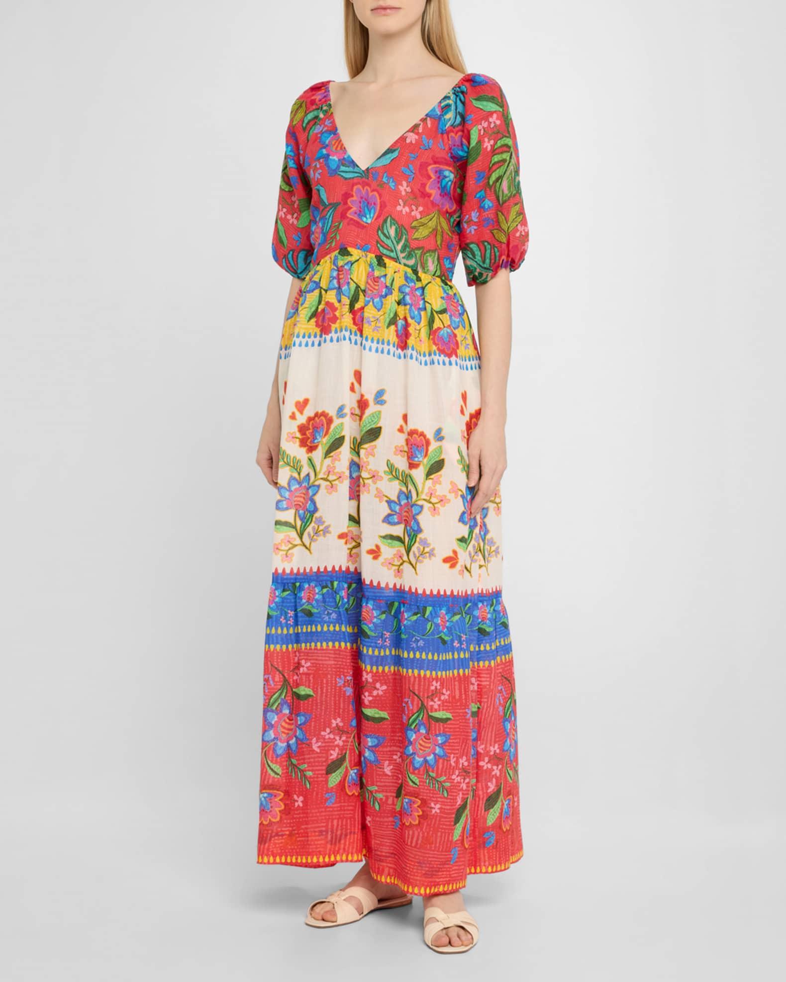 Floral Puff-Sleeve Maxi Dress Product Image
