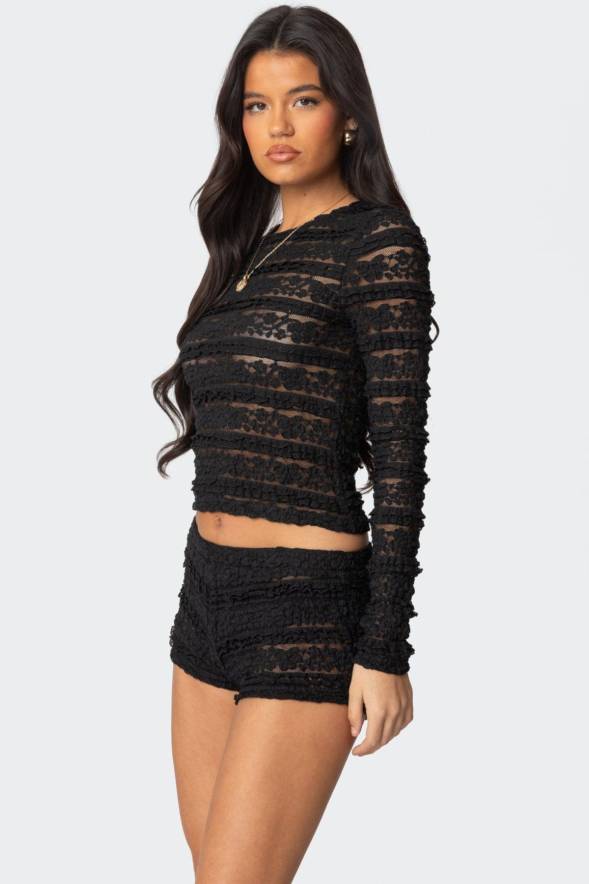 Maisley Sheer Lace Shorts Product Image