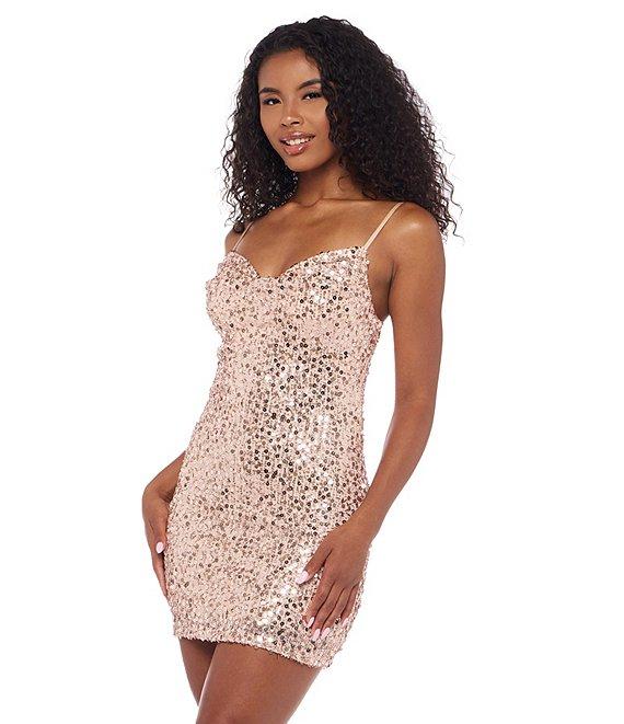 B. Darlin Sleeveless Beaded Sequin Paillette Bodycon Dress Product Image