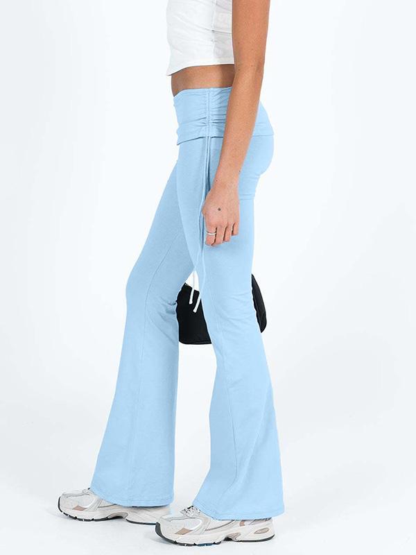 Solid Drawstring High Elasticity Flared Sweatpants Product Image