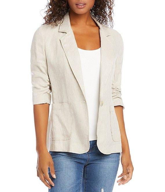 Karen Kane Notch Collar Elbow Ruched Sleeve Single Button Blazer Product Image