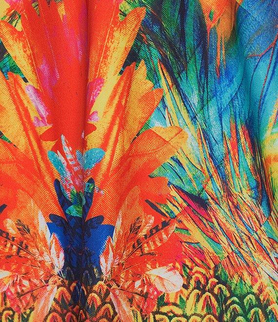 Ali Miles Knit Abstract Floral 3/4 Sleeve Open-Front Cardigan Product Image