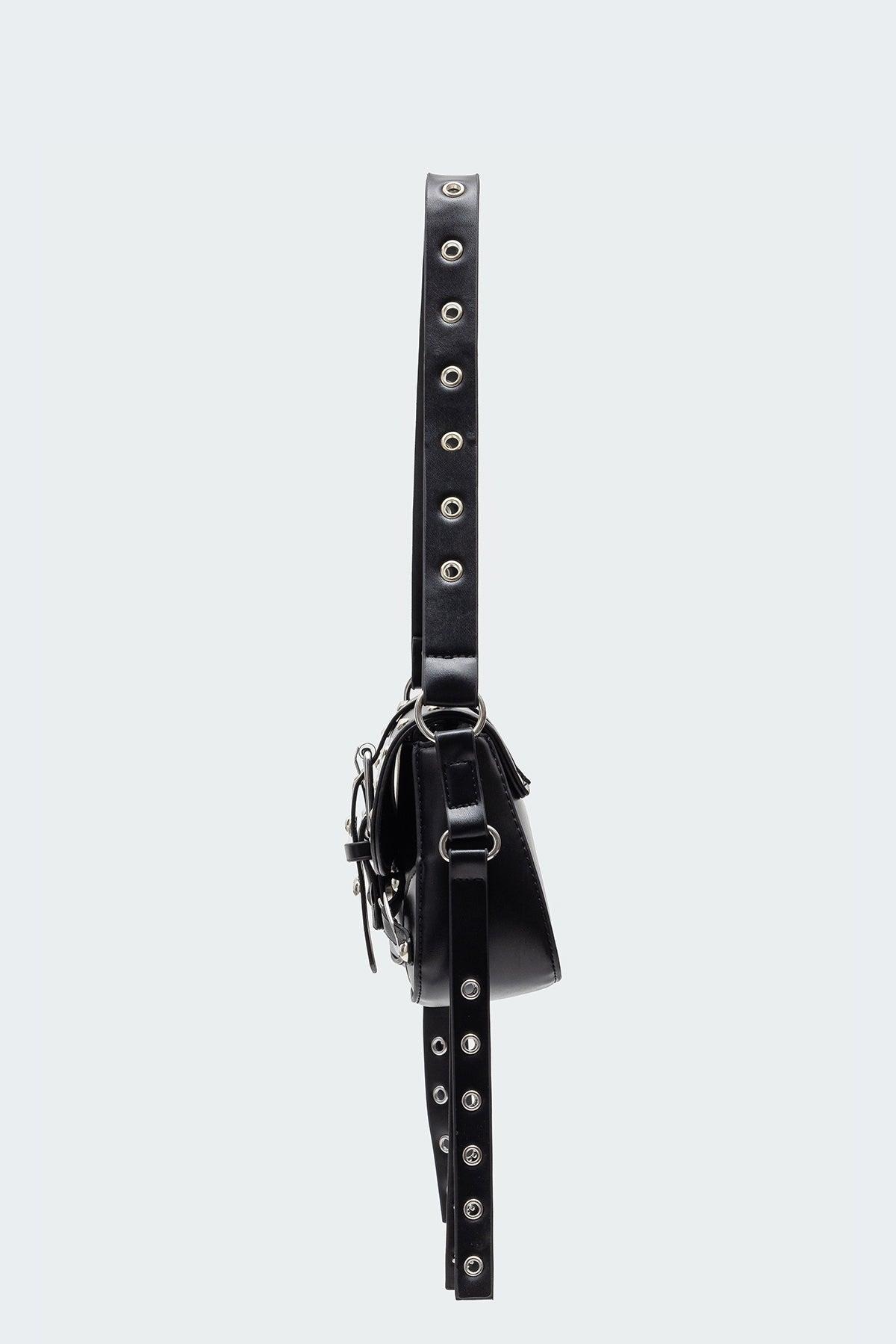 Stud & Buckle Faux Leather Bag Product Image