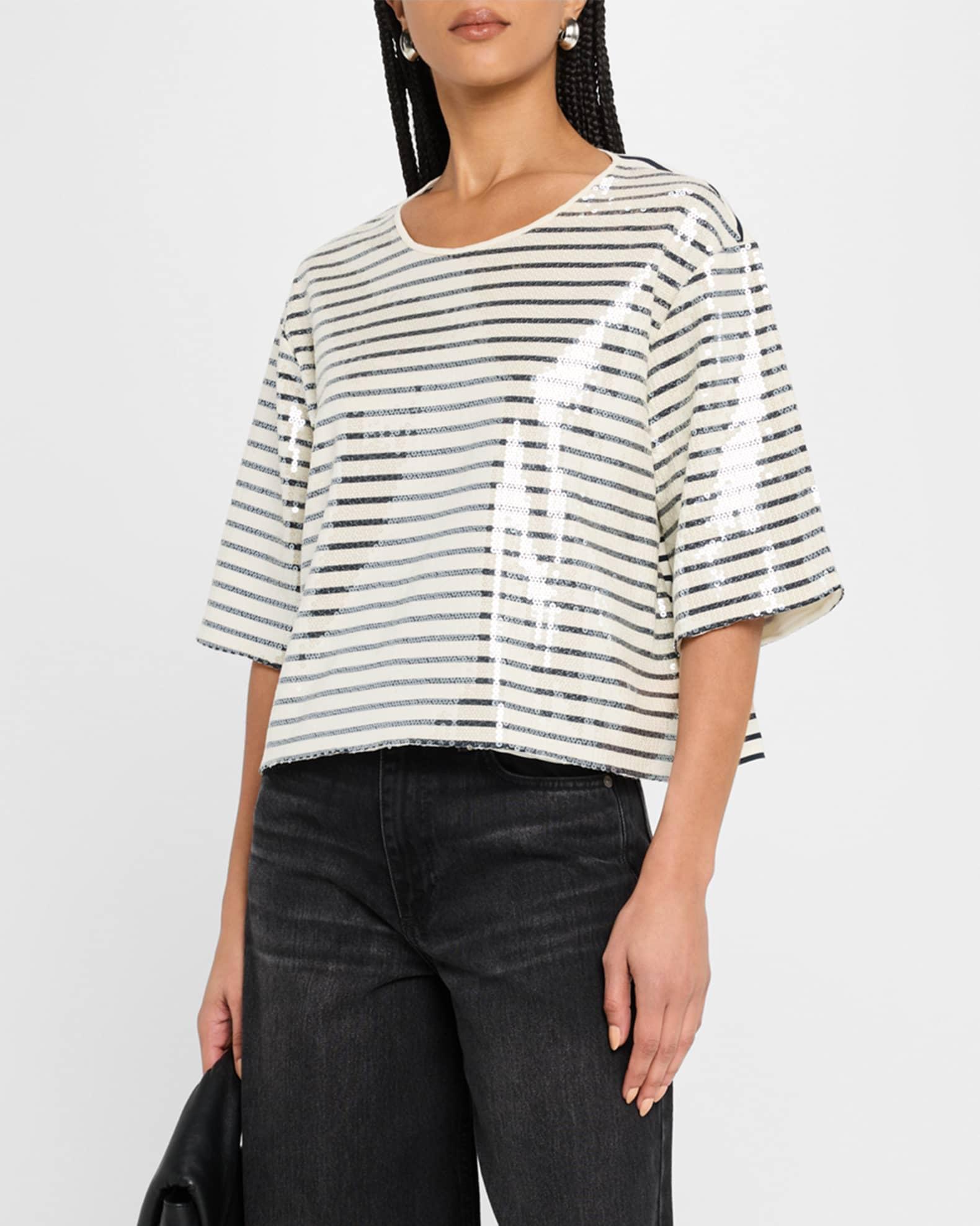 Gardone Boxy Striped Sequin Tee Product Image