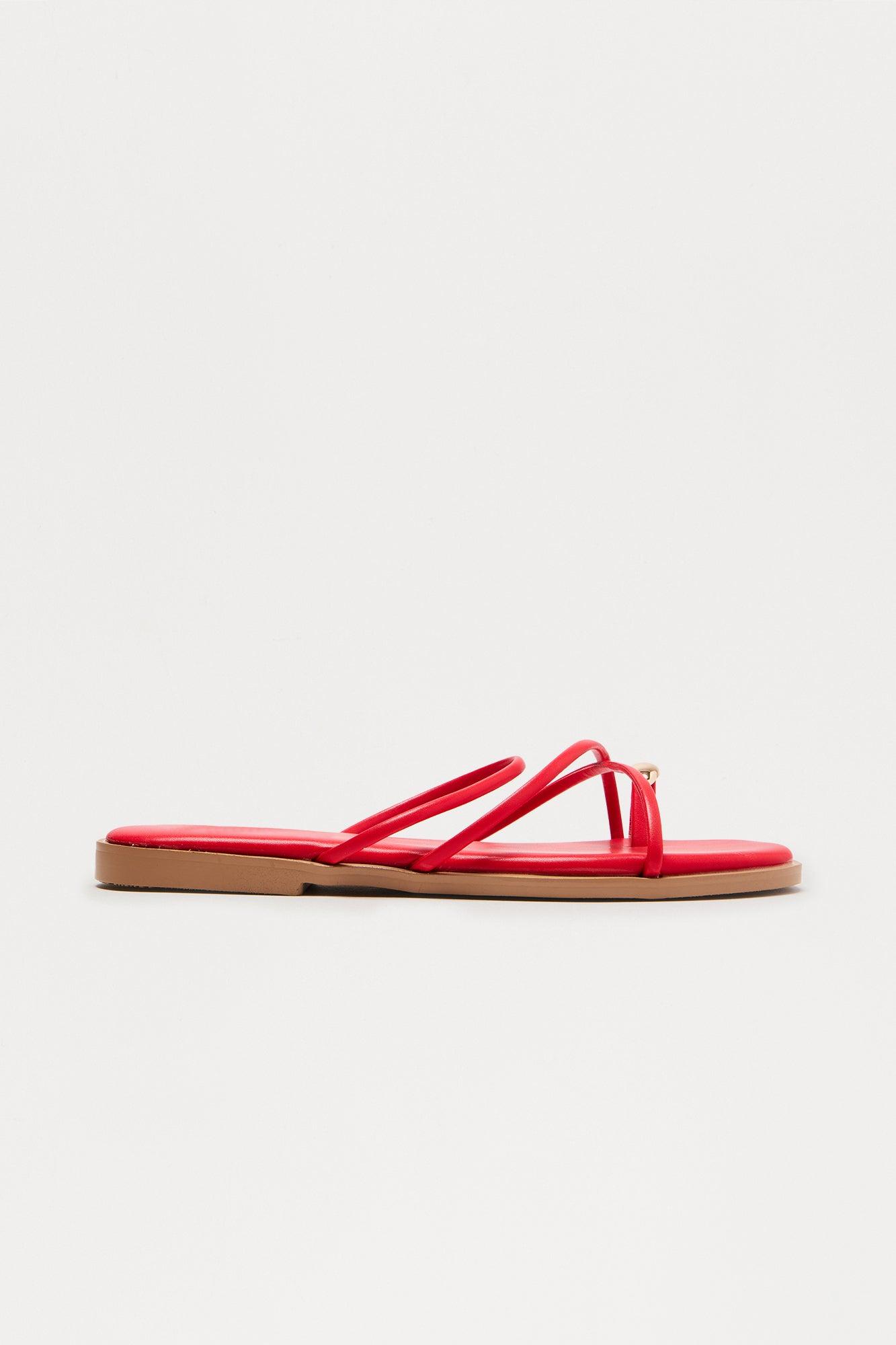 Lune Toe Ring Sandals - Red Female Product Image