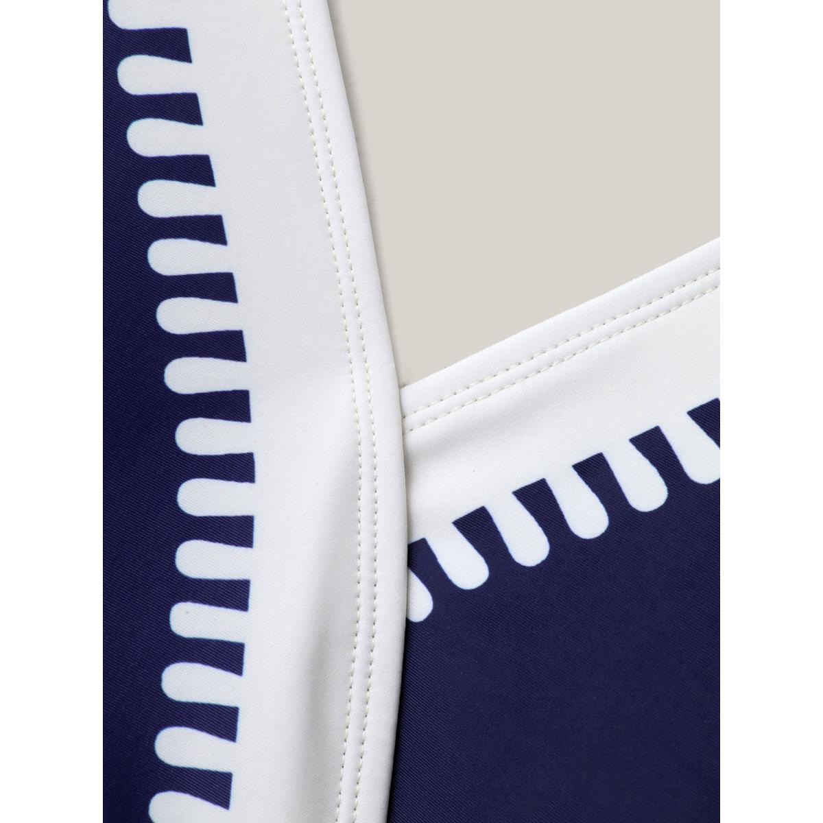 Plus Size Two-Piece Boho Print Sarong Swimsuit Women's Swimwear Indigo Resort Contrast Curve Bathing Suits High stretch One Pieces BloomChic 26/4X Product Image