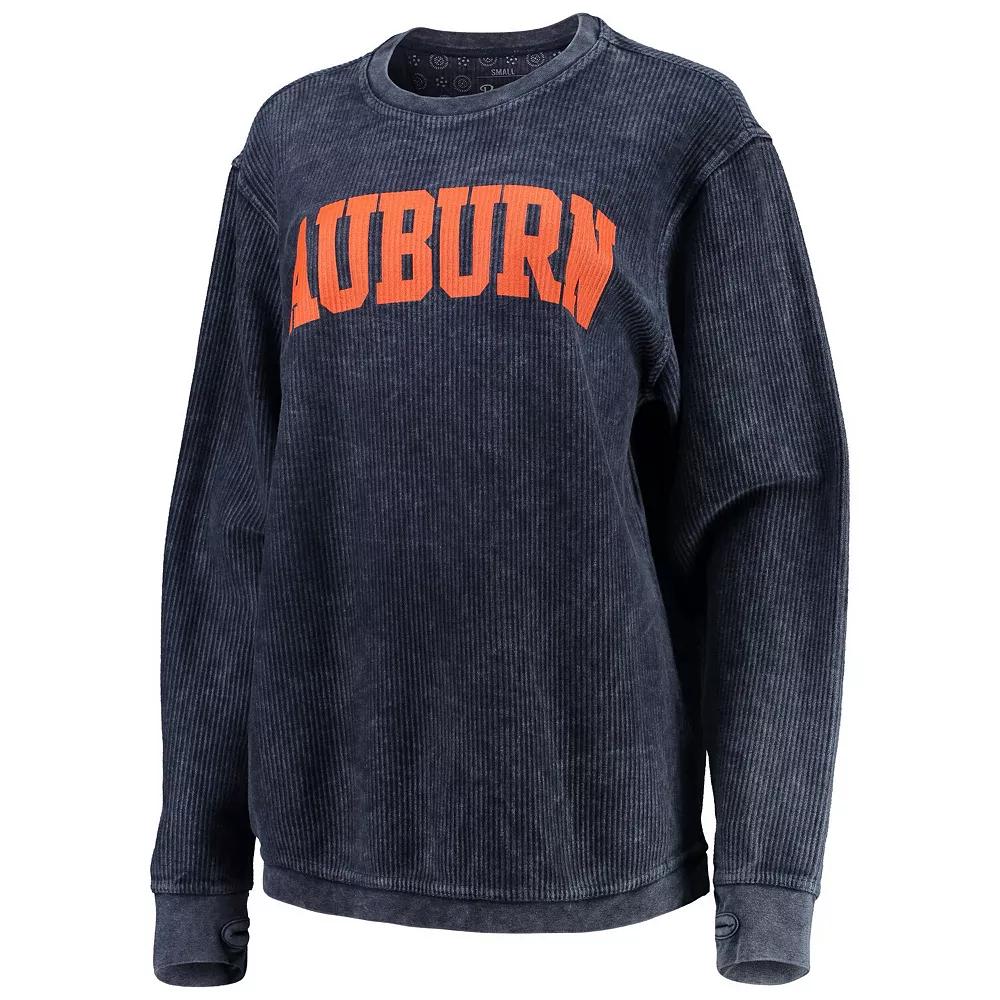 Women's Pressbox Navy Auburn Tigers Comfy Cord Vintage Wash Basic Arch Pullover Sweatshirt,  Product Image