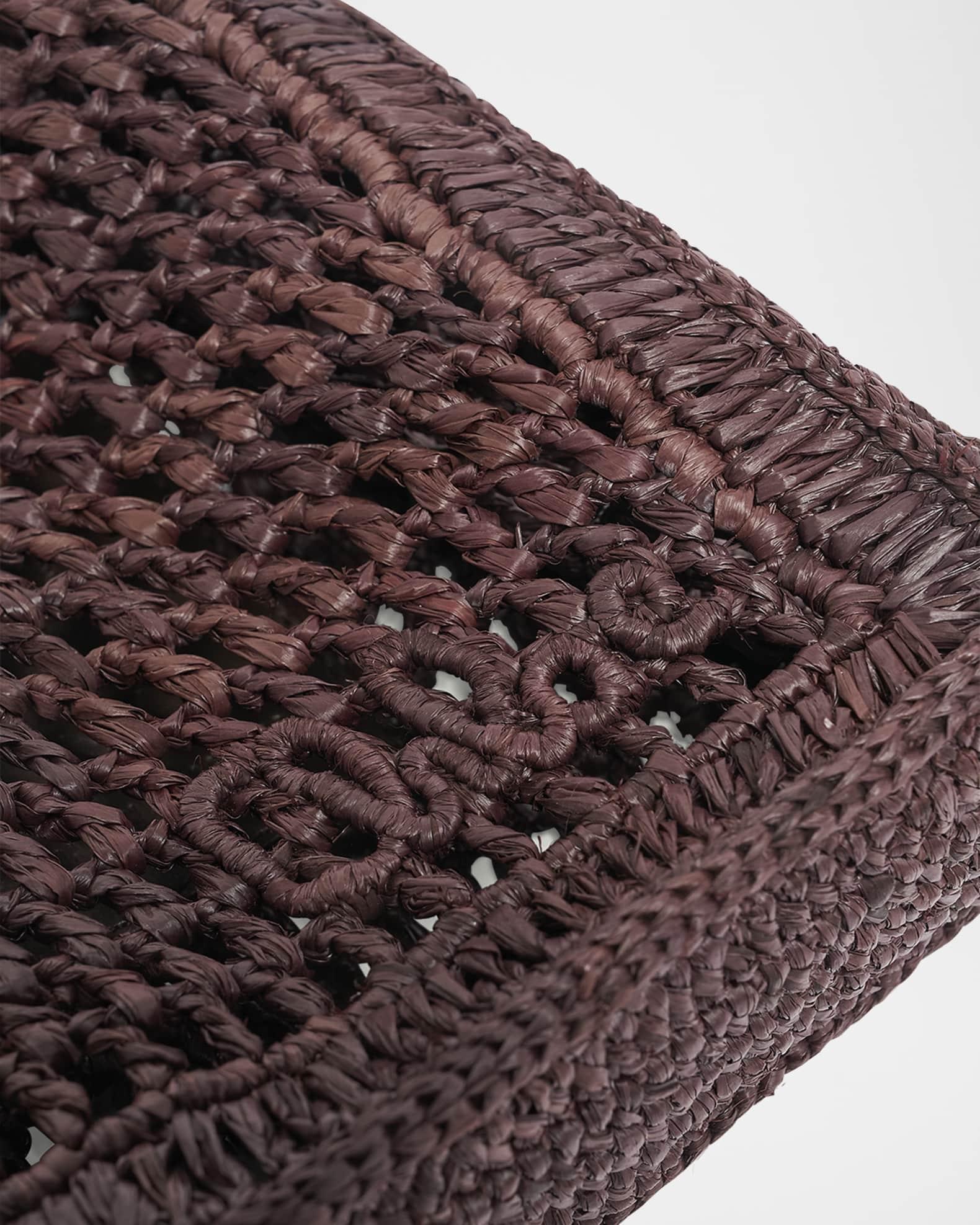 Summer Banana Tote Bag in Crochet Paper and Leather  Product Image