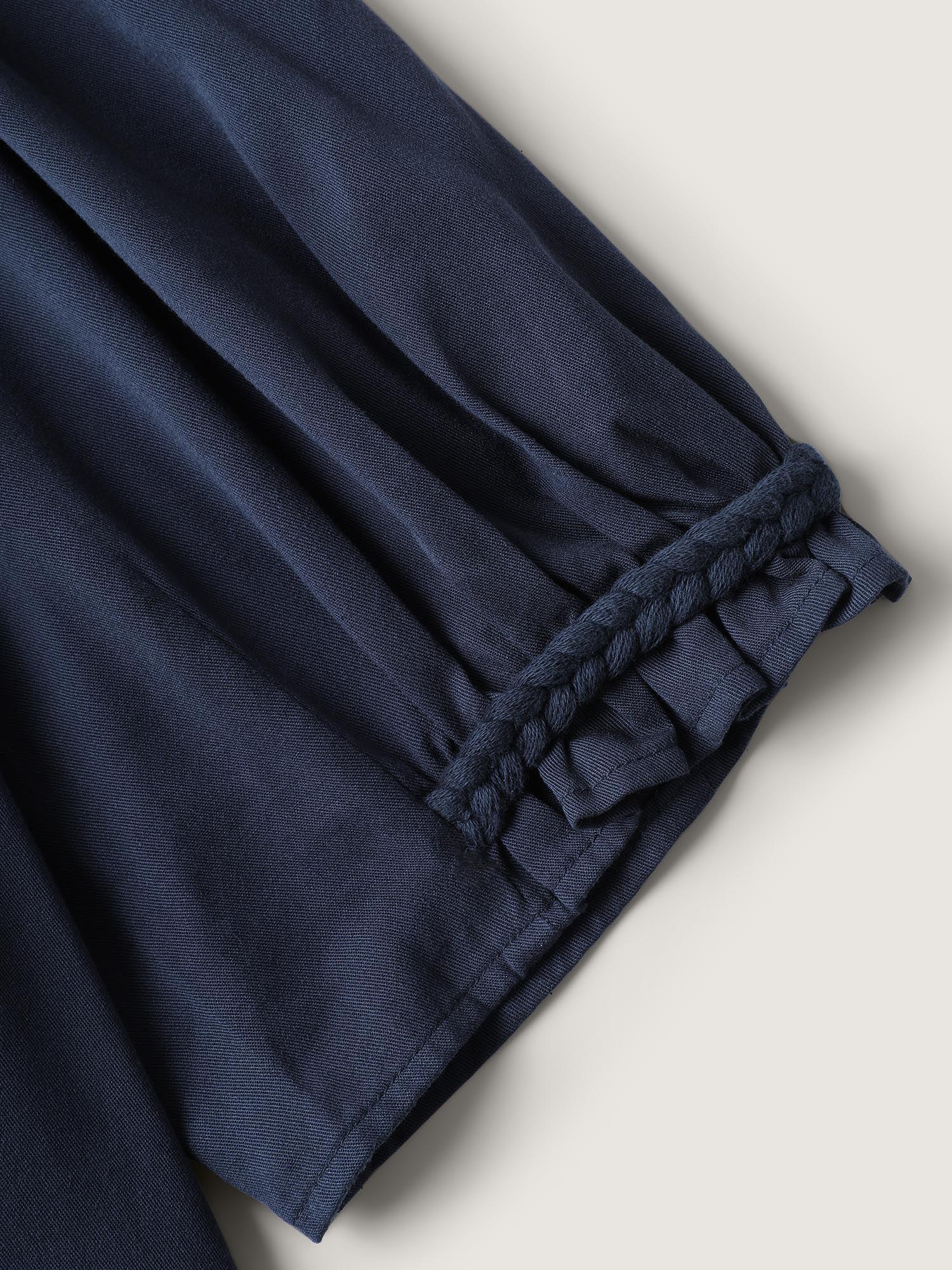 Ruffled Trim Asymmetrical Hem Shirt Dress Female Product Image