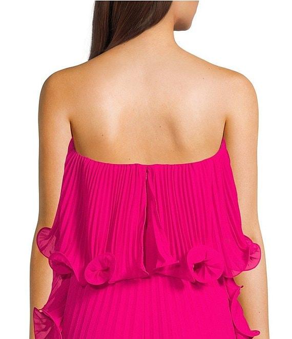 Belle by Badgley Mischka Lindsay Strapless Pleated Ruffle Shift Dress Product Image
