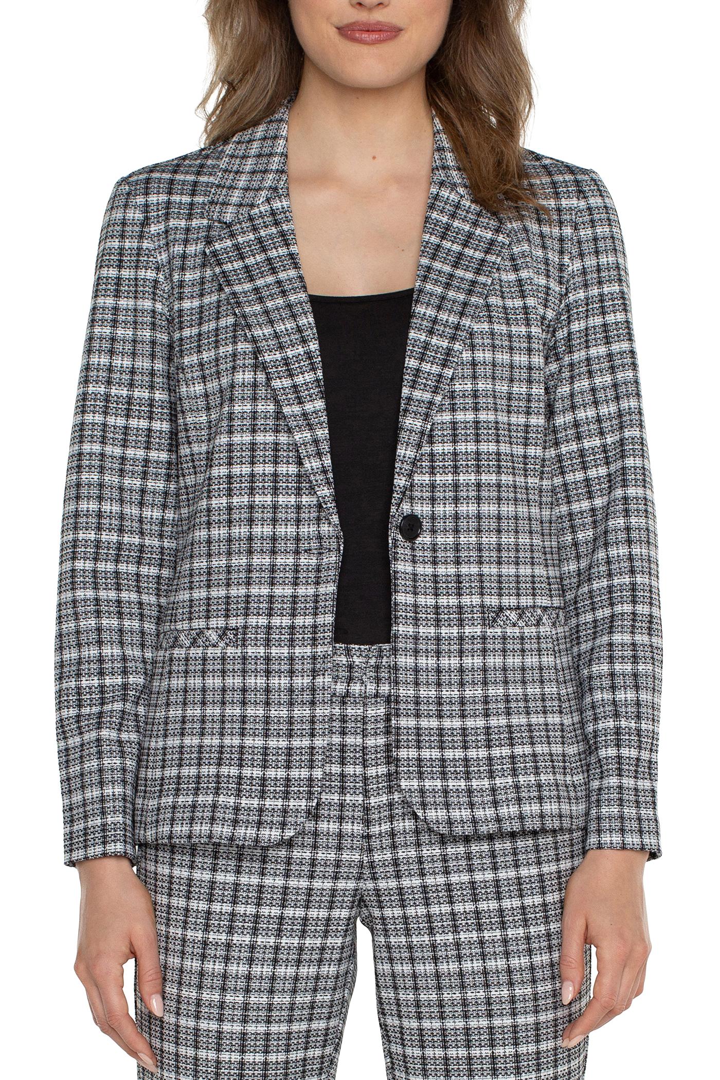 Black and White Plaid Blazer Product Image