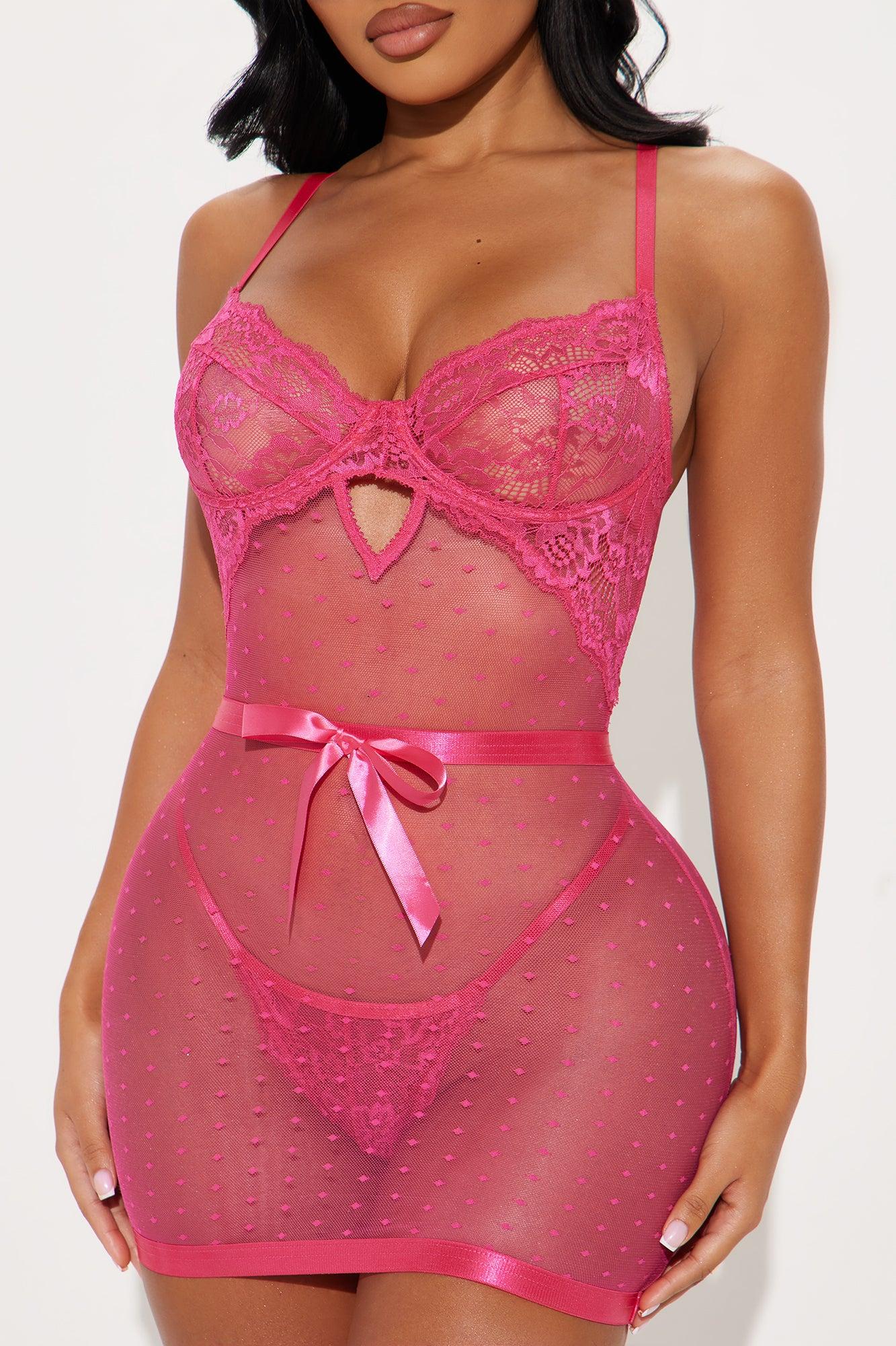 Souls Tied Lace Chemise - Hot Pink Product Image