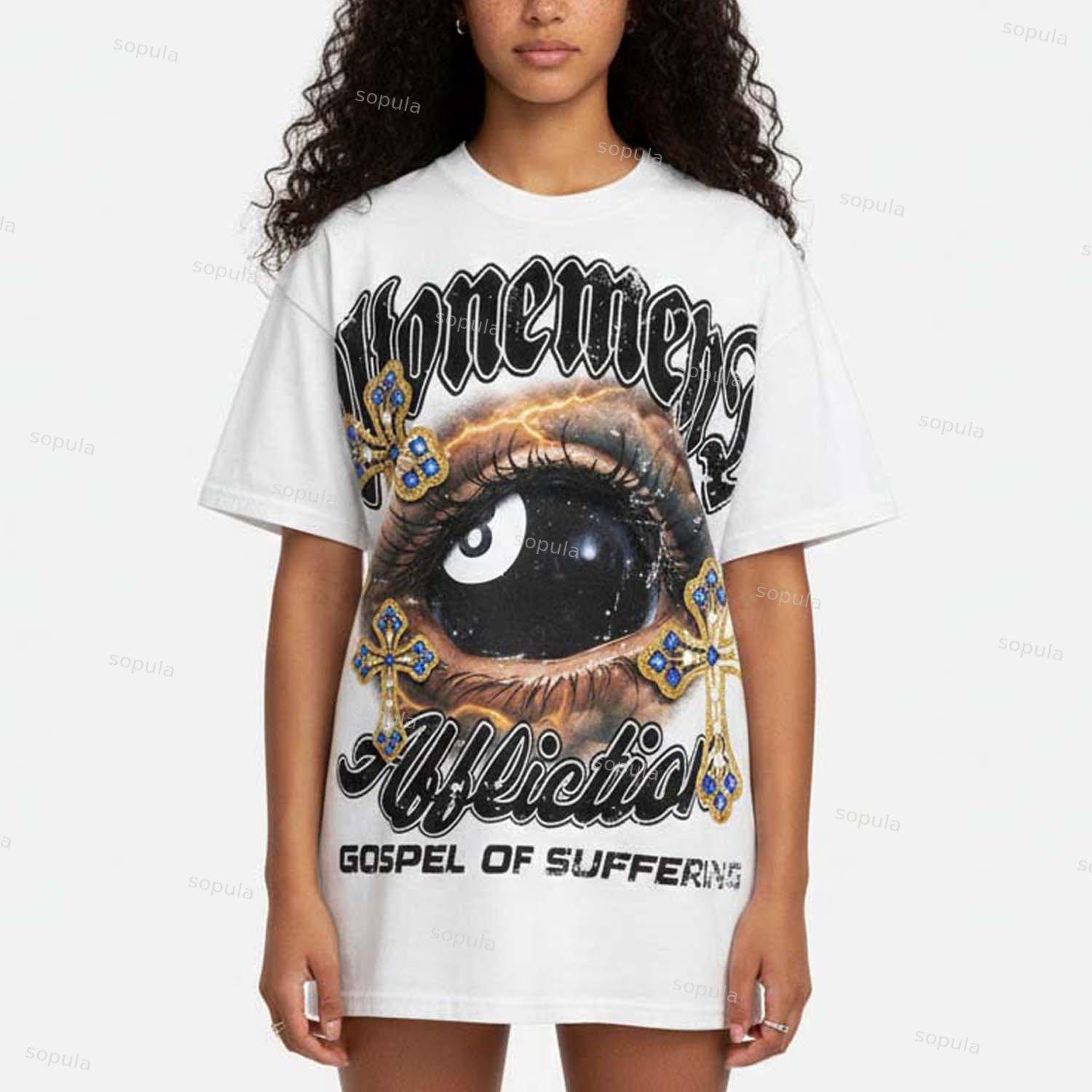 Street Abstract Portrait Print Cotton T-shirt Product Image