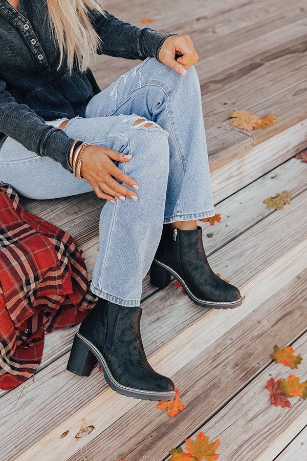 The Khloe Faux Suede Bootie in Black Product Image