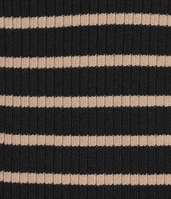 Blu Pepper Striped Mock Neck Dolman Short Sleeve Sweater Product Image