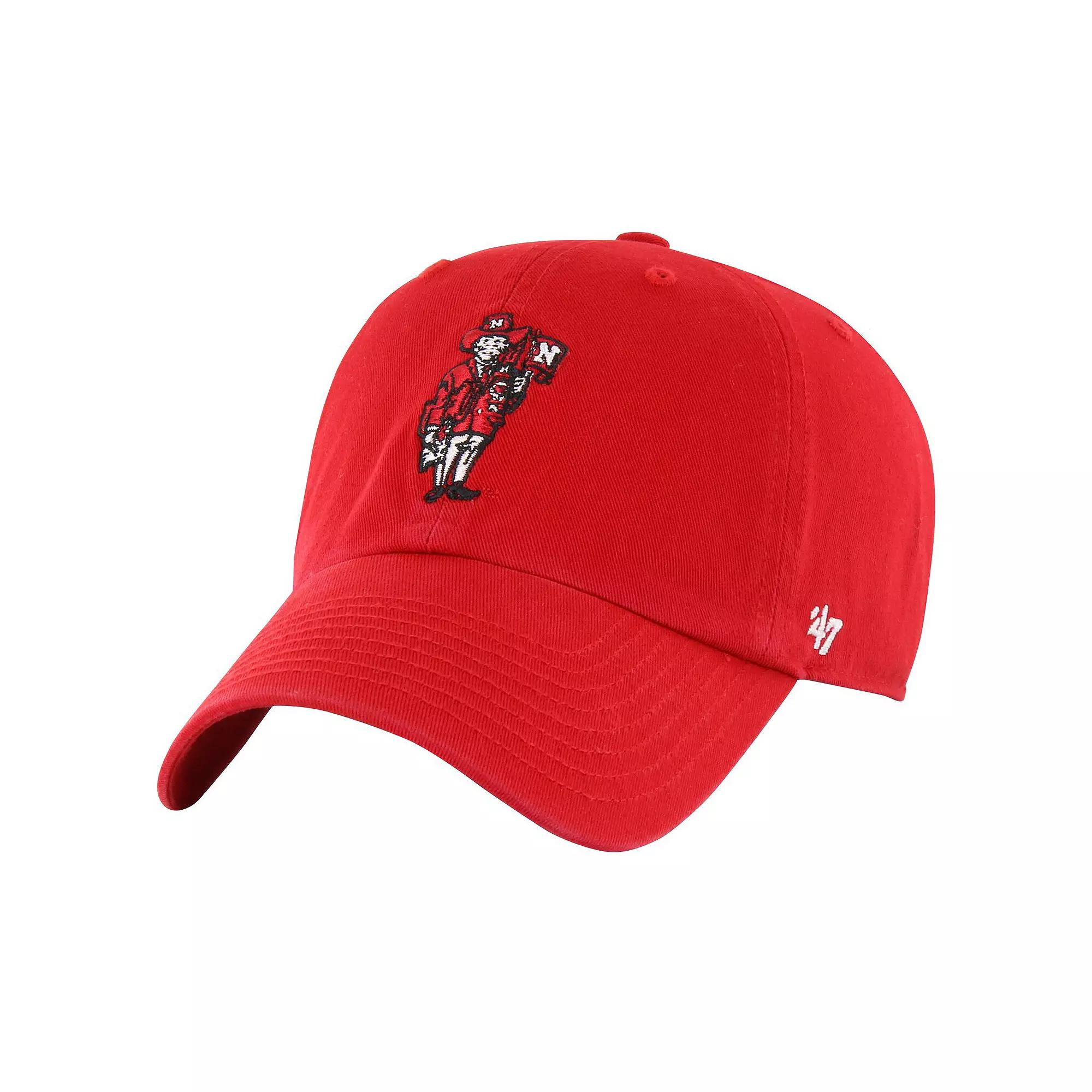 Men's '47 Scarlet Nebraska Huskers Vault Clean Up Adjustable Hat, Red Product Image