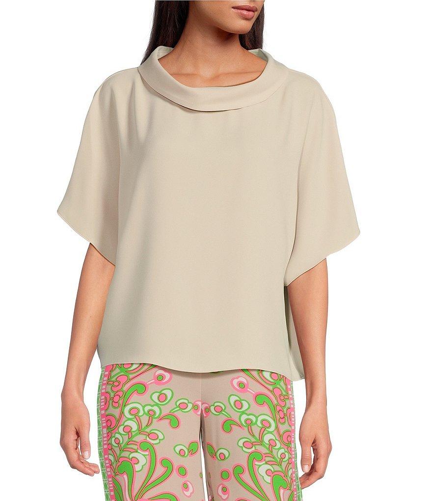 Trina Turk Honeysuckle Folded Boat Neck Short Dolman Sleeve Top Product Image