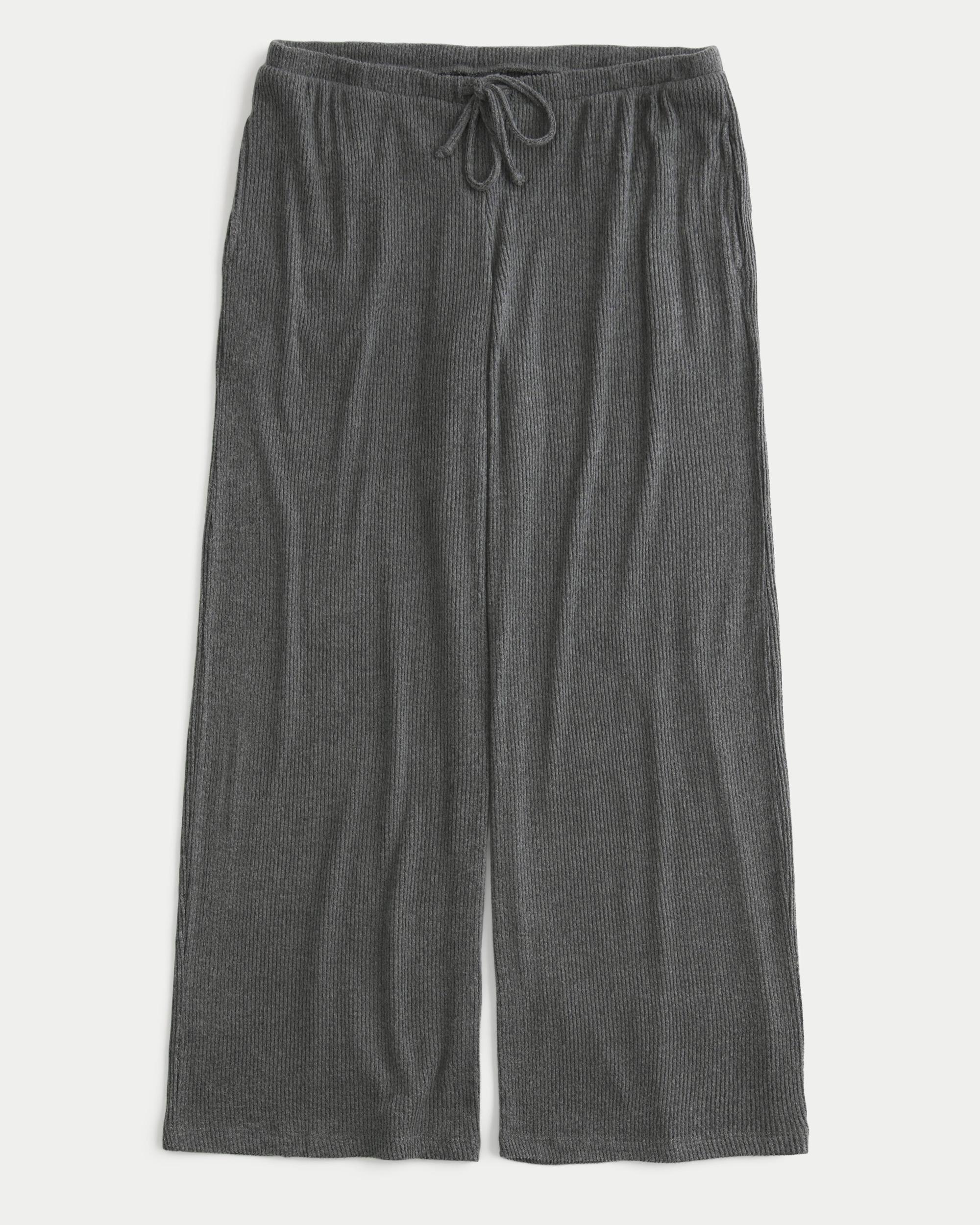 Cozy Ribbed Drawstring Baggy Pants Product Image