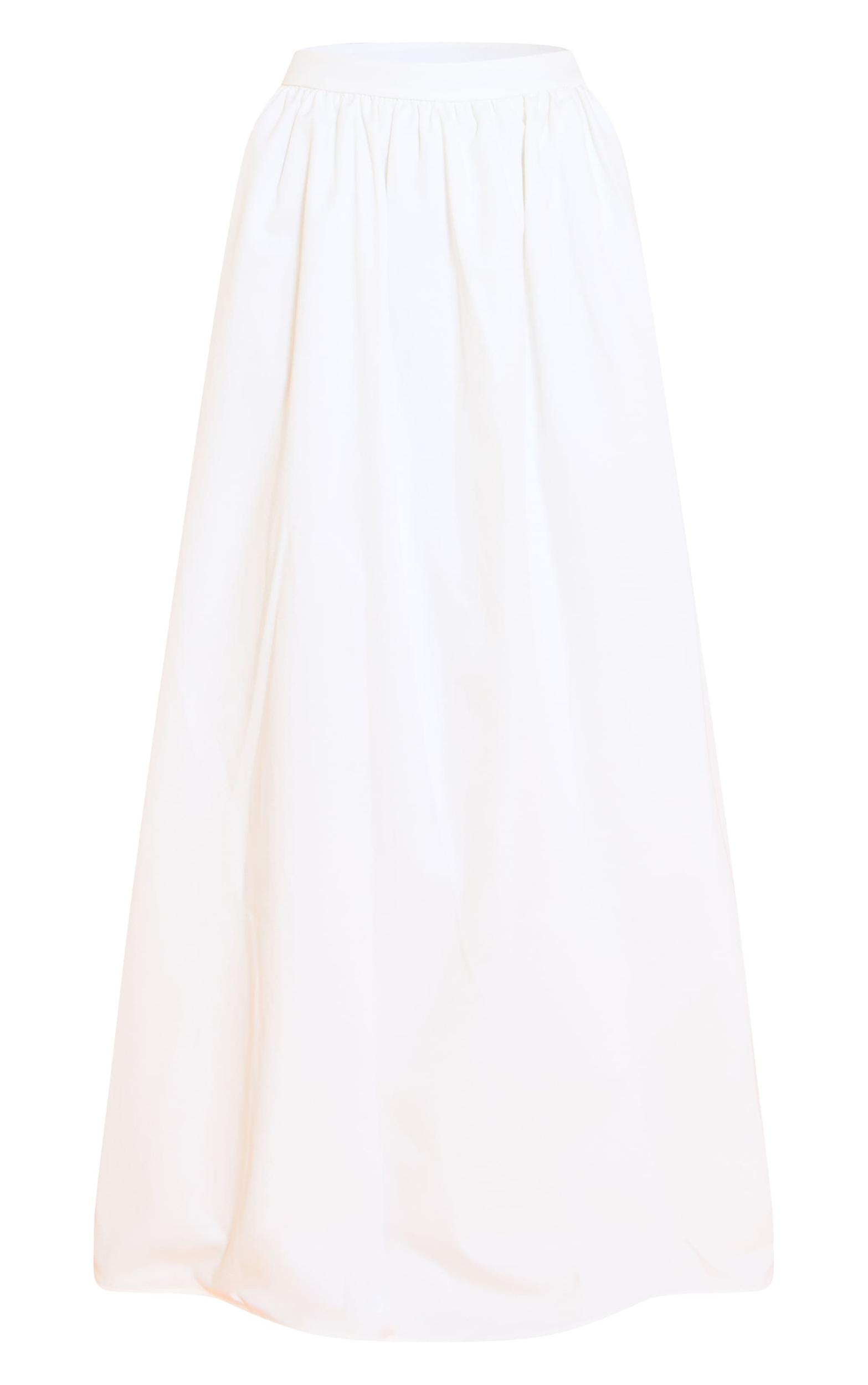 White Woven Band Detail Pleated Maxi Skirt Product Image