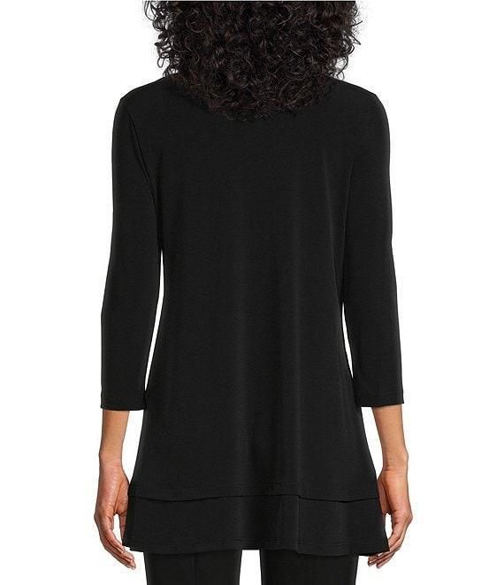 IC Collection Round Neck 3/4 Sleeve Knit Jersey Layered Tunic Product Image