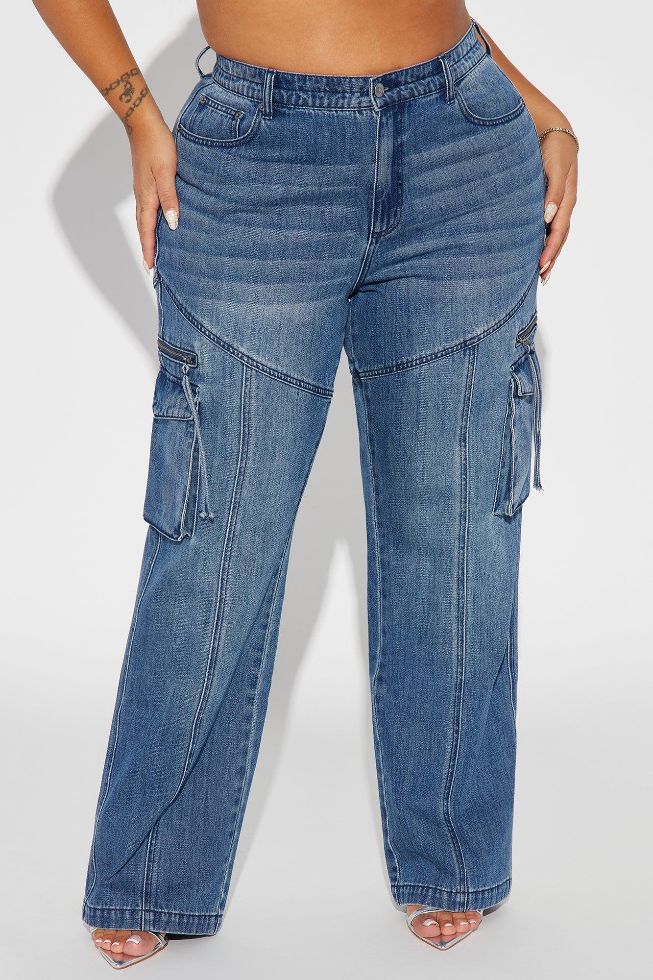 Devil In Disguise Cargo Straight Leg Jeans - Medium Wash Product Image