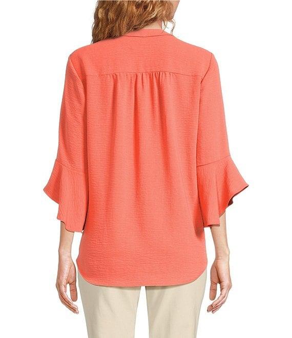 Jones New York Pleated V-Neck Flare Sleeve Tunic Product Image